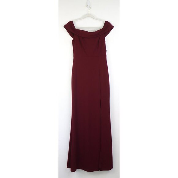Lulu's Burgundy Off-Shoulder Maxi Dress - Picture 2 of 9